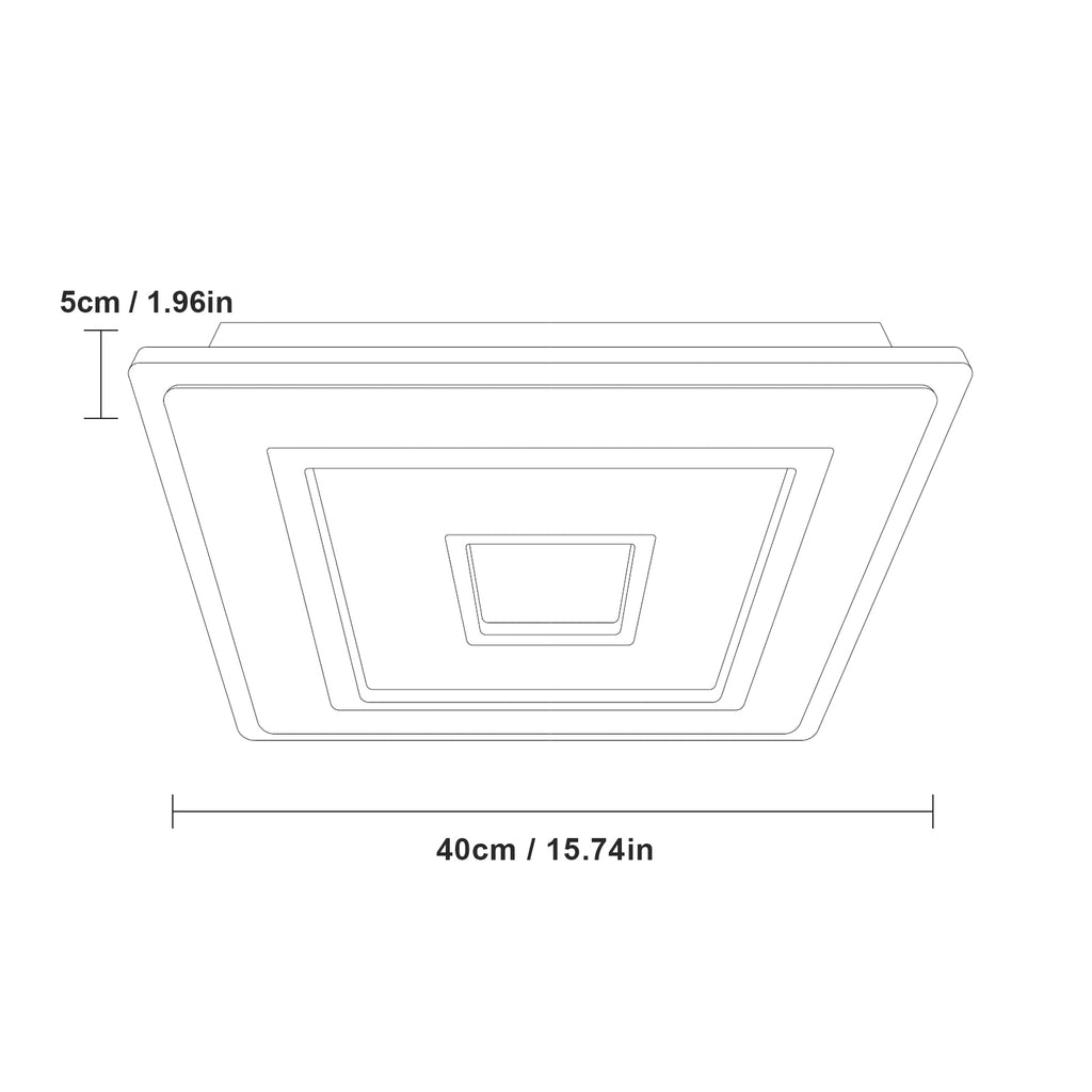 Comely Plafonnier LED Carré Moderne, 52W Lampe de Plafond LED, Acrylique Luminaire Plafonnier Intérieur Blanc pour Chambre à Coucher, Salon, Couloir, Lumière Naturelle 4500K, 40cm