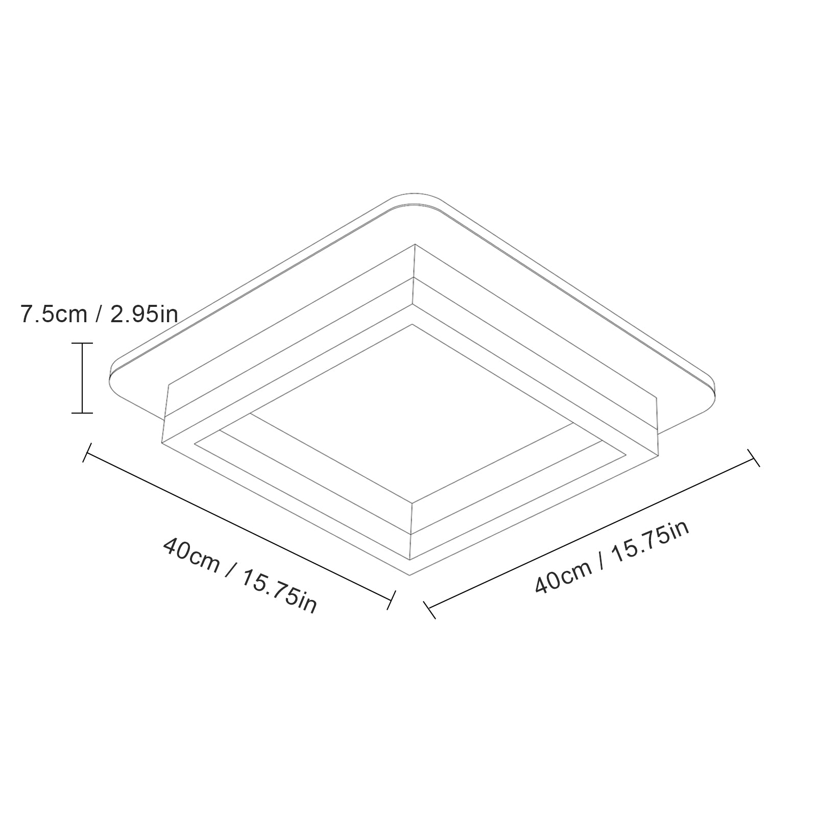 Ceiling Light - White Acrylic Frame, Tunable and Dimmable
