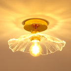 Comely Plafonnier de couloir, E27 Lampe de plafond en forme de fleur, petit or Luminaire Plafonnier en verre transparent, diamètre 28cm, ampoule non incluse