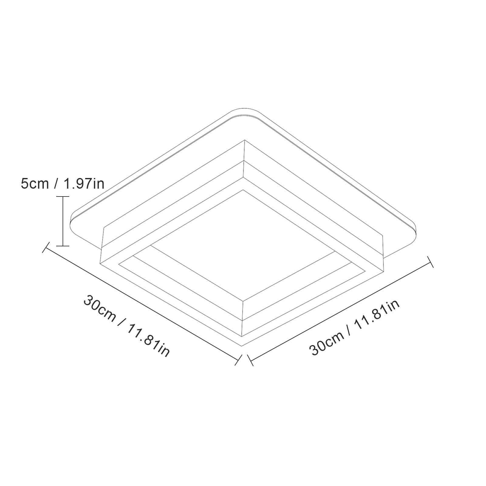 Ceiling Light - Black & White Acrylic Frame, Natural Light