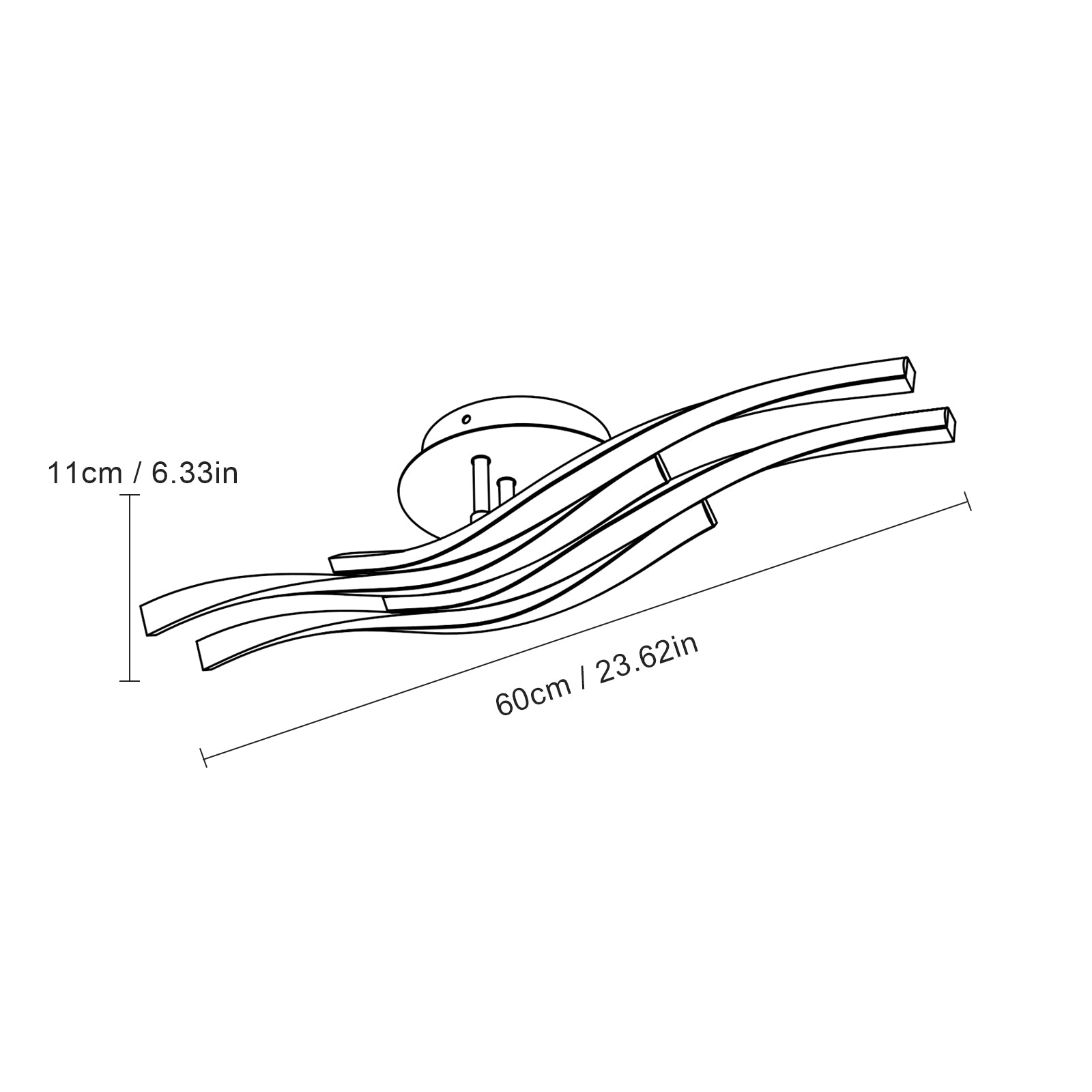 Ceiling Light - Silver Aluminium Frame, White Light