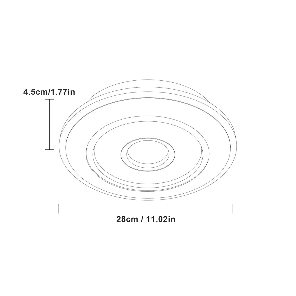Comely Plafonnier LED Rond Moderne, 28W 28cm Lampe de Plafond LED, Blanc Luminaire Plafonnier Intérieur pour Chambre à Coucher, Salon, Couloir, Lumière Chaude 3000K