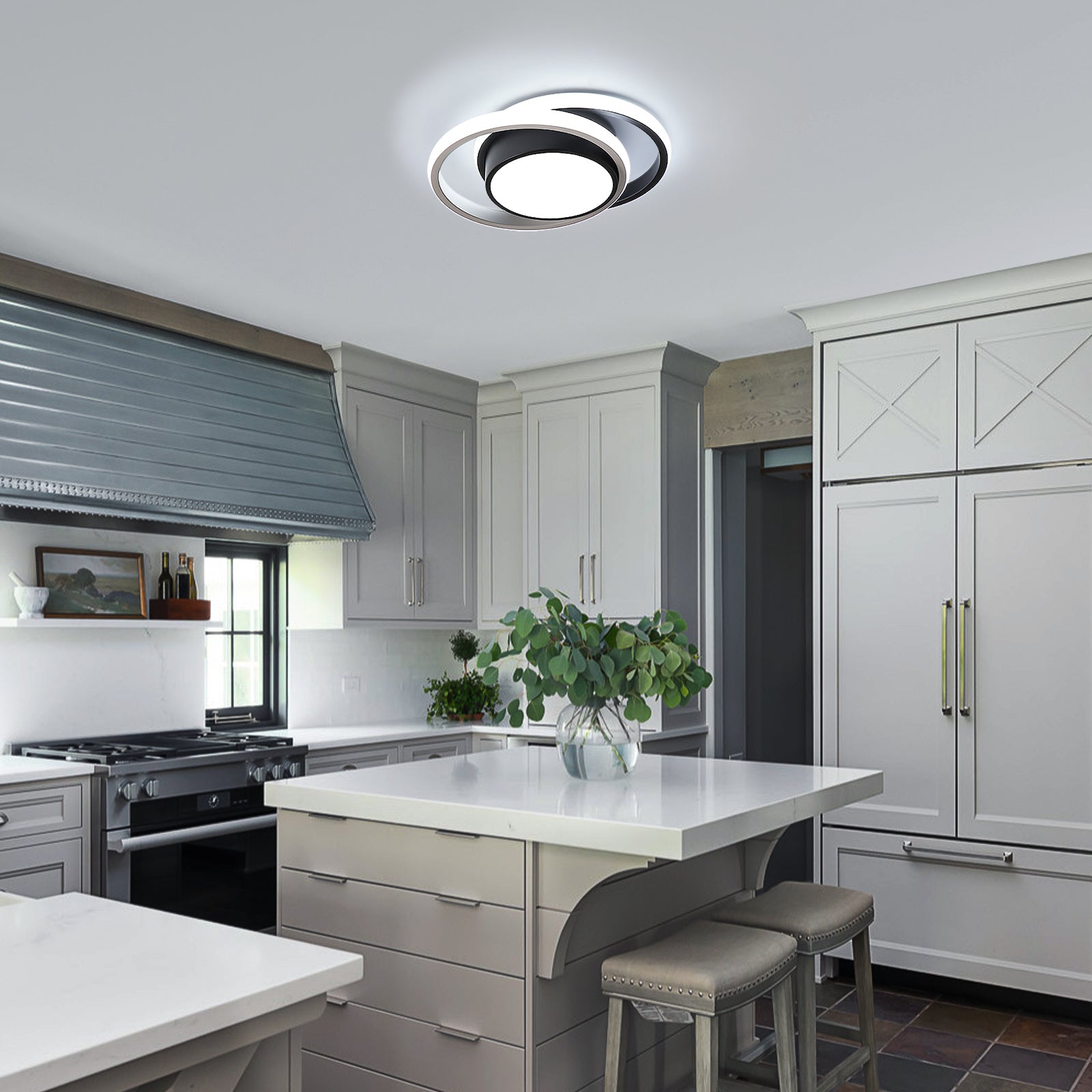 Comely Plafonnier LED, Rond Lampe de Plafond 32W, Moderne Luminaire Plafonnier pour Couloir Coucher Salle de Bains Cuisine Salon, Blanc Froid 6500K, Longueur 28cm, Nero