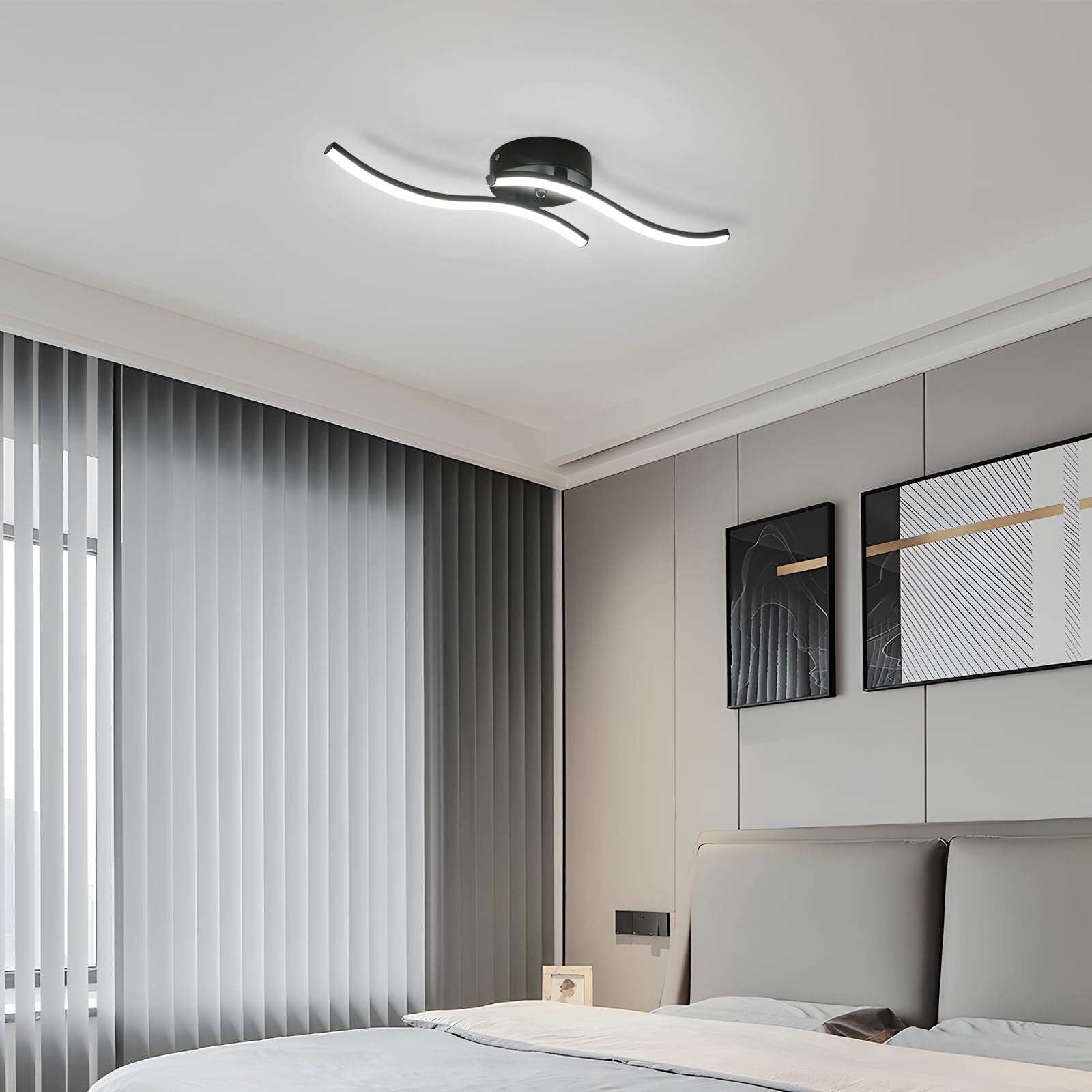 Ceiling Light - Black Aluminium Frame, White Light