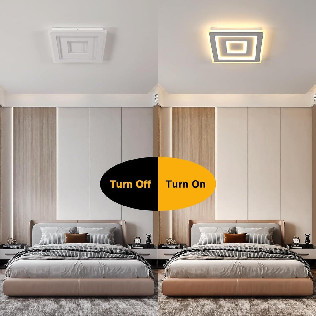 Comely Plafonnier LED Carré Moderne, 52W Lampe de Plafond LED, Acrylique Luminaire Plafonnier Intérieur Blanc pour Chambre à Coucher, Salon, Couloir, Lumière Chaude 3000K, 40cm