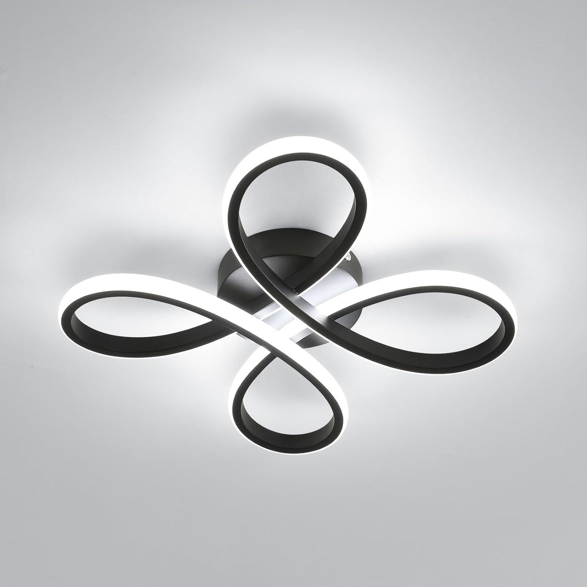 Comely Deckenlampe LED, 30W 3400LM Deckenleuchte Modern, LED Deckenbeleuchtung Flower Form f¨¹r Balkon Diele Schlafzimmer Wohnzimmer und Esszimmer, Kaltwei?es Licht 6500K, Schwarz£¬30cm