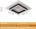 Ceiling Light - Black & White Acrylic Frame, Warm Light