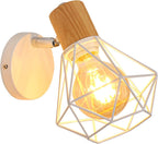 Comely Applique Murale Interieur Vintage, Réglable 180° Moderne Lampe Murale en Bois Métal, Rétro E27 Luminaire Applique Interieur pour Chambre Couloir Salon Cuisine, Blanc