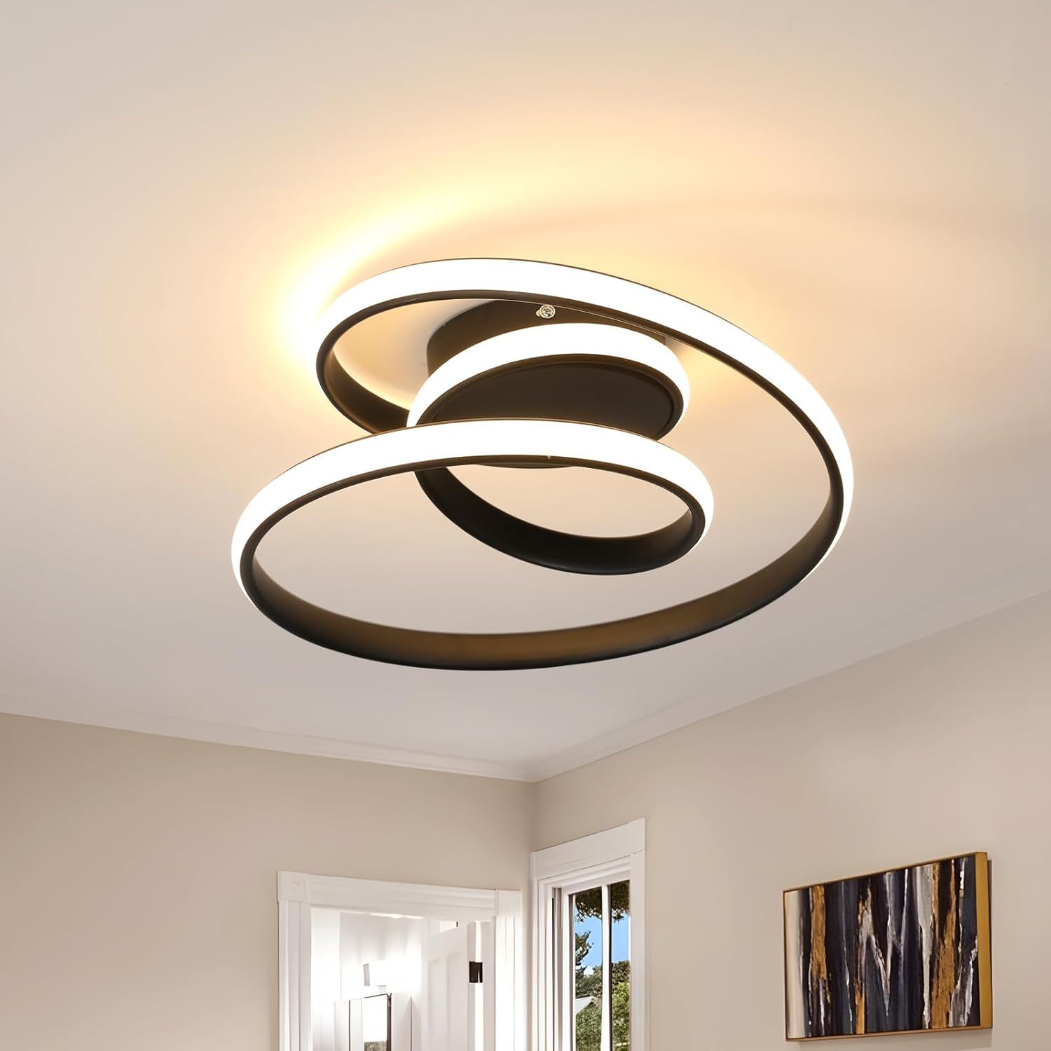 Ceiling Light - Black Aluminium Frame, Warm Light