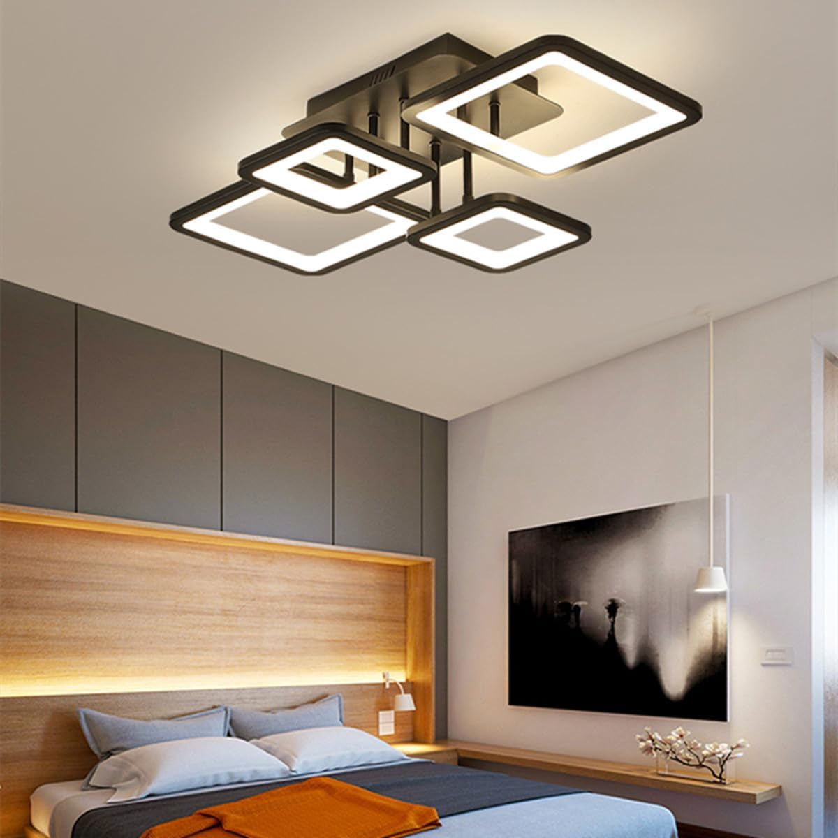 Ceiling Light - Black Acrylic Frame, Tunable and Dimmable