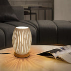 Comely Lampe de Table de Chevet pour Salon de Chambre, Blanc Base de Cage Métal Moderne en Bois E27 Petite Lumière Décorative Latérale d'intérieur (Ampoule Non Incluse) (Classe énergétique E