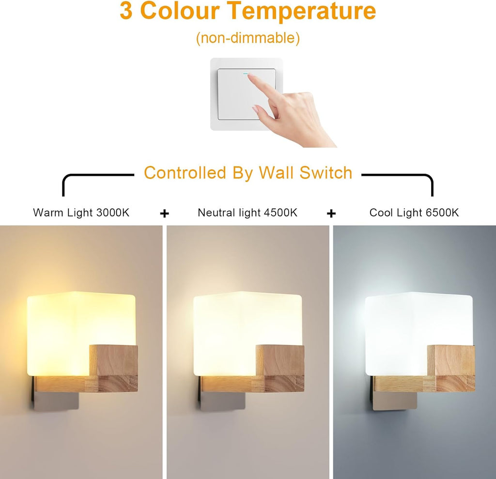 Wall Light - Wood Glass Frame, Tunable
