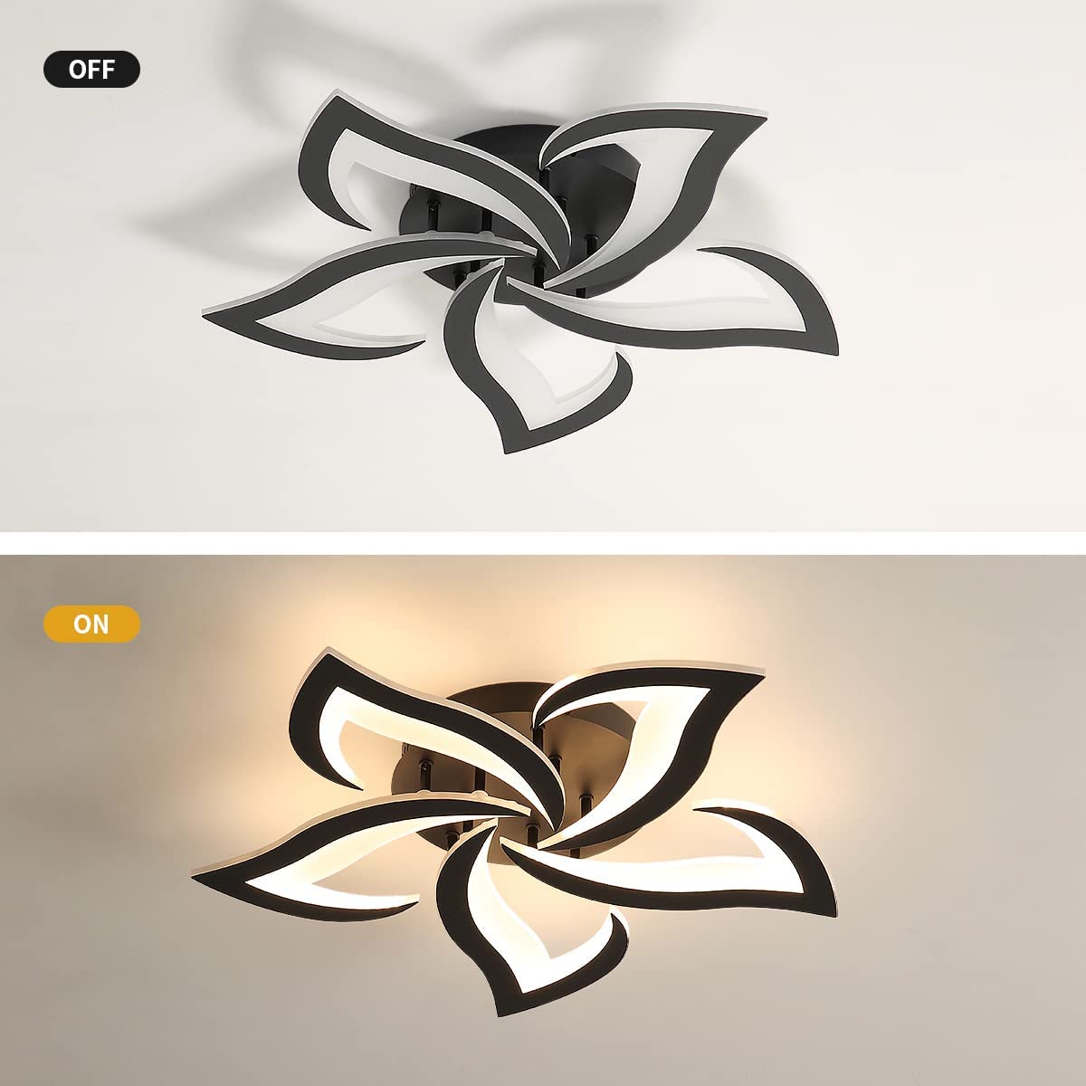 Ceiling Light - Black Acrylic Frame, Warm Light