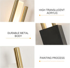 Wall Light - Black & Gold Acrylic Frame, Warm Light