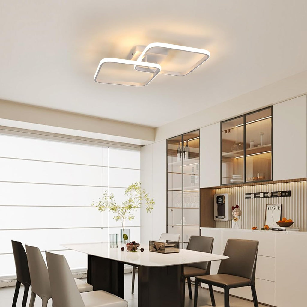 Ceiling Light - White Aluminium Frame, Warm Light