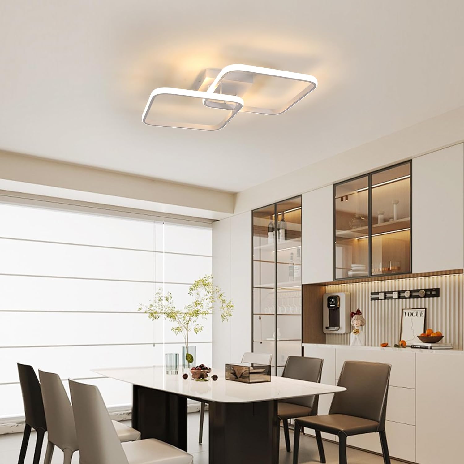 Ceiling Light - White Aluminium Frame, Warm Light