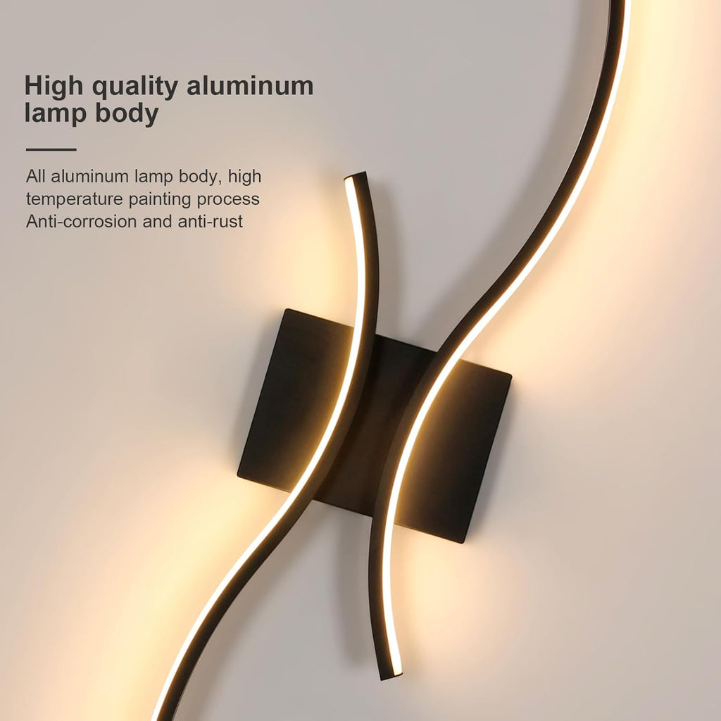 Applique - Telaio in alluminio nero, luce calda