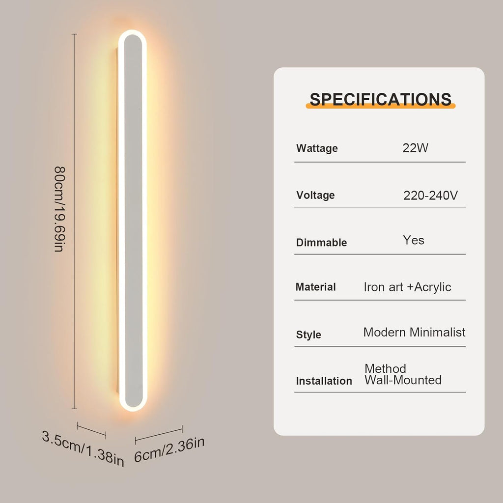 Wall Light - White Metal Frame, Tunable and Dimmable