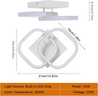 Comely Lot de 2 Plafonniers LED Modernes, 24W 2700LM Petit Plafonnier LED Carré Luminaires Intérieur pour Chambre Salon Allée Couloir Balcon, Lumière Naturelle 4500K, Blanc 24cm