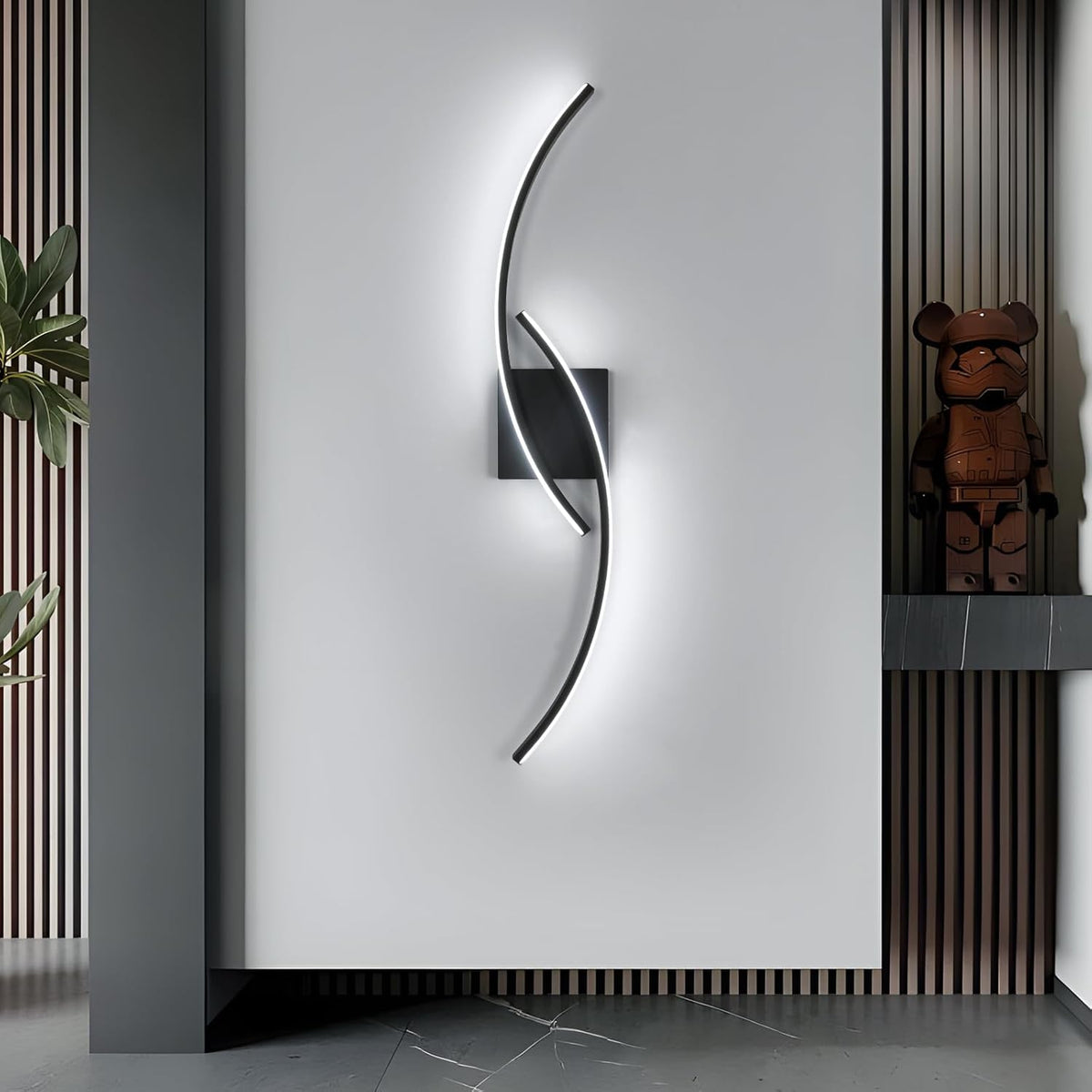 Comely LED Wandlampe Innen, Moderne 80cm 27W Schwarz LED Wandleuchte Wandleuchten f¨¹r Schlafzimmer Wohnzimmer Korridor, Wei?es Licht 6500K