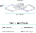 Comely Plafonnier LED Carré Moderne, 36W 4050LM 40.5cm Lampe de Plafond LED, Acrylique Luminaire Plafonnier Intérieur Blanc pour Chambre à Coucher, Salon, Couloir, Lumière Blanche Froide 6500K