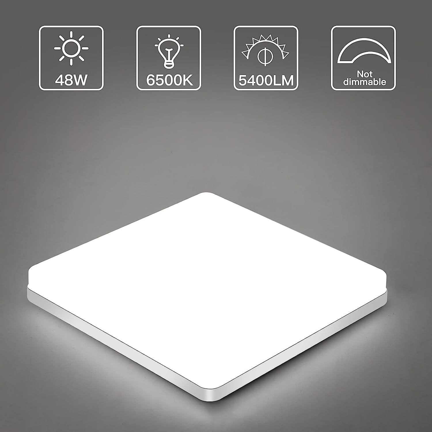 Comely LED Plafonnier 30x30 cm, 48W Blanc Froid 6500K, Plafonnier LED Plat Blanc, IP54 Étanche, Économie d'Énergie, Ultra-fin, pour Salle de Bain, Cuisine, Bureau, Couloir, Salon