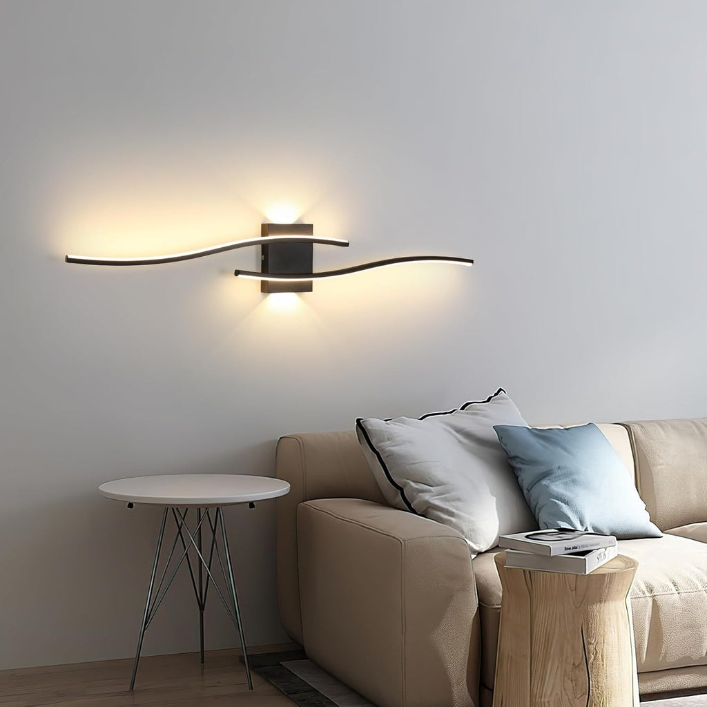 Applique - Telaio in alluminio nero, luce calda