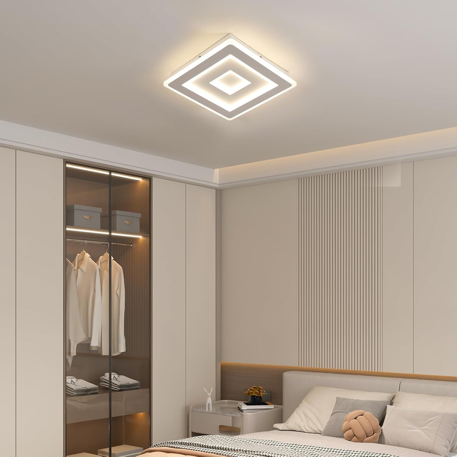 Comely Plafonnier LED Carré Moderne, 36W 28cm Lampe de Plafond LED, Blanc Luminaire Plafonnier Intérieur pour Chambre à Coucher, Salon, Couloir, Lumière Naturelle 4500K