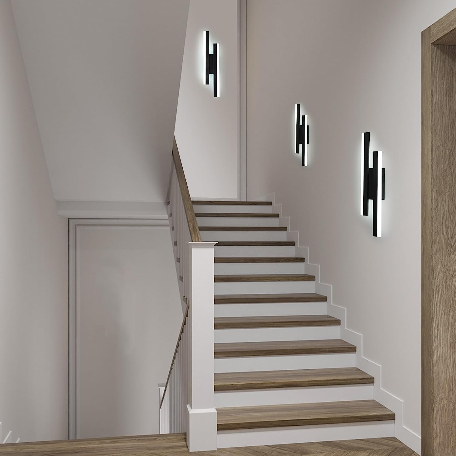 Lampada da parete - Struttura in acrilico nero, luce bianca