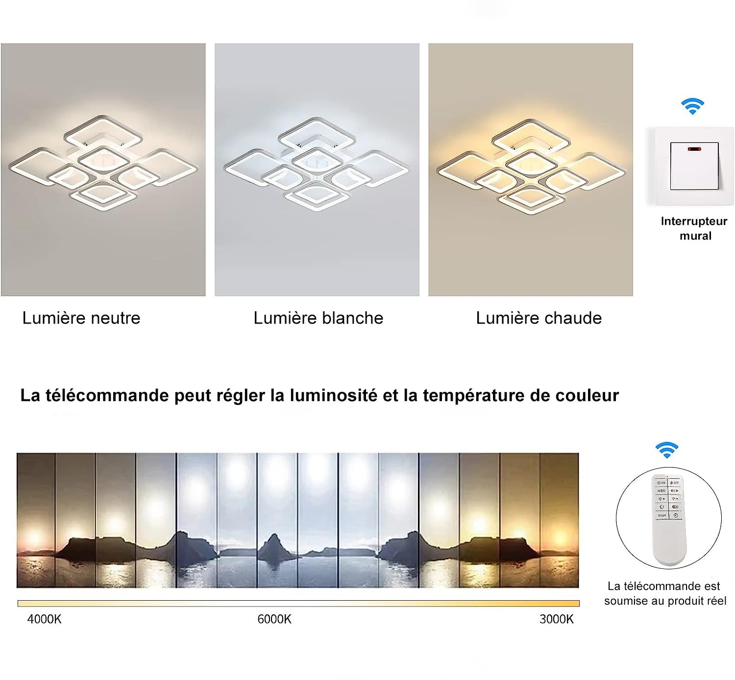 Comely Plafonnier LED Dimmable, 80W 8000LM Luminaire Plafonnier Salon avec Télécommande et Contrôle APP, Blanc Lampe de Plafond pour Salon,Bureau,Salle À Manger, 3000~6500K