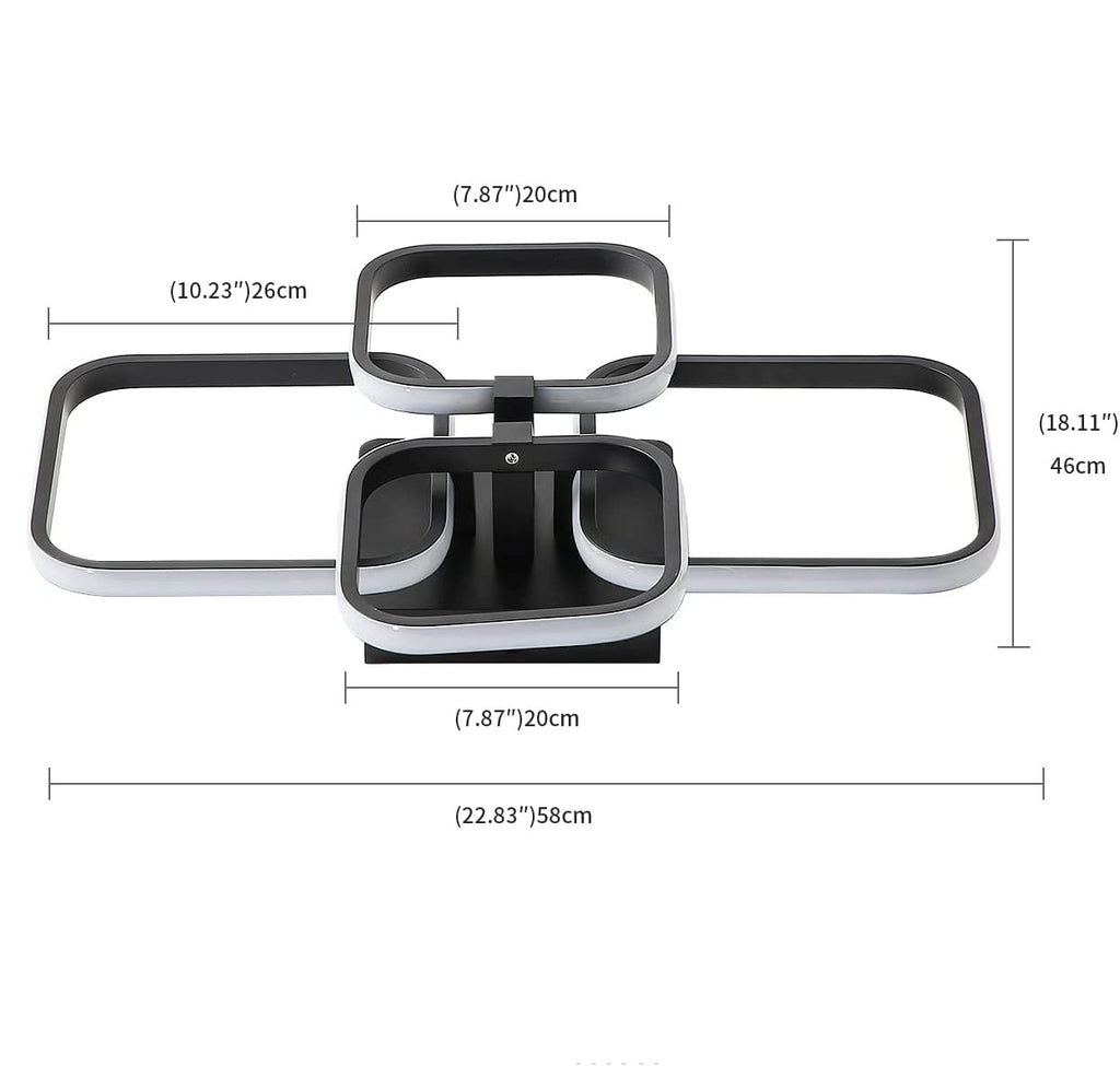 Comely Plafonnier LED Rectangulaire, 60W 6750LM Luminaire Plafonnier LED, Moderne LED Lampe de Plafond Aluminium pour Salon Chambre Cuisine Couloir (Noir)