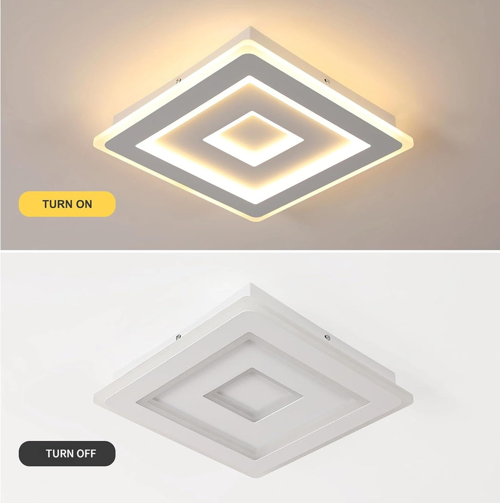 Ceiling Light - White Acrylic Frame, Warm Light