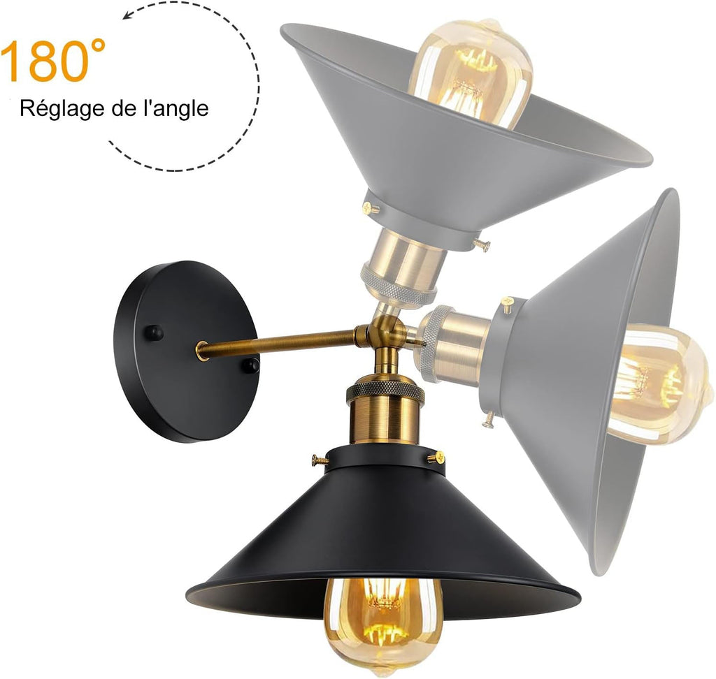 Wall Light - Black & Gold Metal Frame