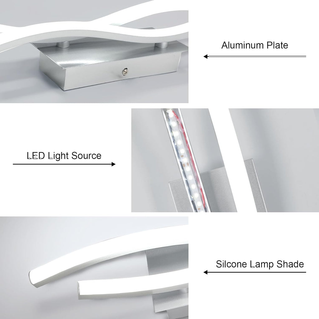 Applique - Telaio in Alluminio Argento, Luce Bianca