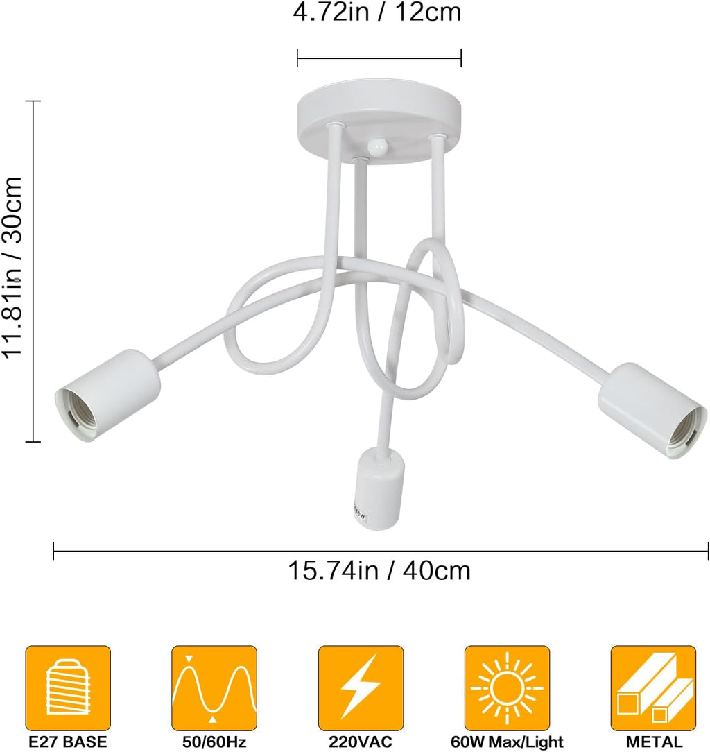 Ceiling Light - White Metal Frame