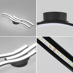 Comely Plafonnier LED, 3 Ondes Design 20W 2050LM Blanc Froid 6500K Lampe de Plafond Moderne, Noir Luminaire Plafonnier pour Salon, Chambre, Cuisine, Couloir, Noir
