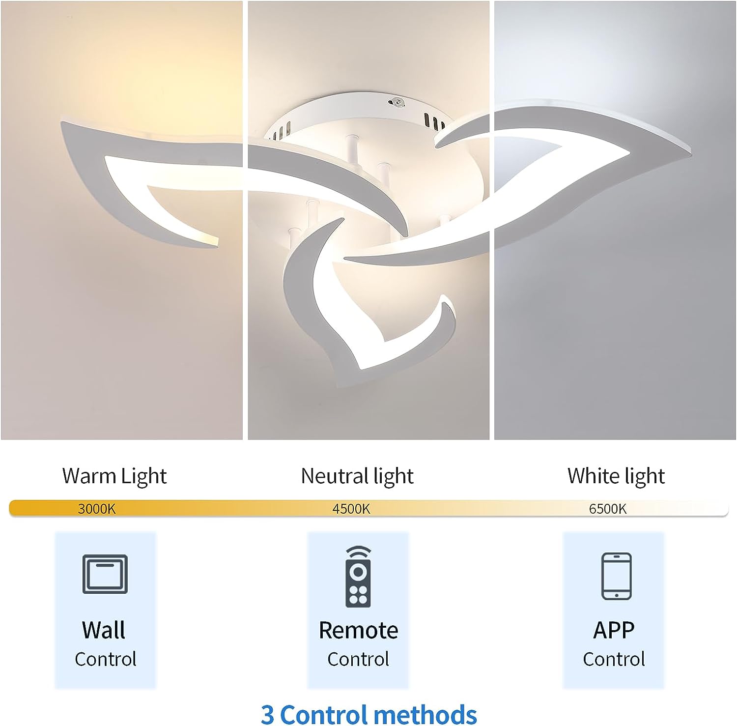Comely Plafonnier LED Dimmable, Lampe de Plafond Moderne Acrylique 35W 3937LM, 3000K-6500K, Luminaire Plafonnier avec Télécommande pour Chambre Salon, Dia 58cm