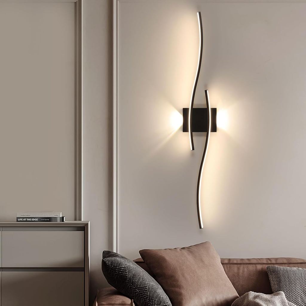 Applique da Parete - Struttura in Alluminio Nero, Luce Naturale