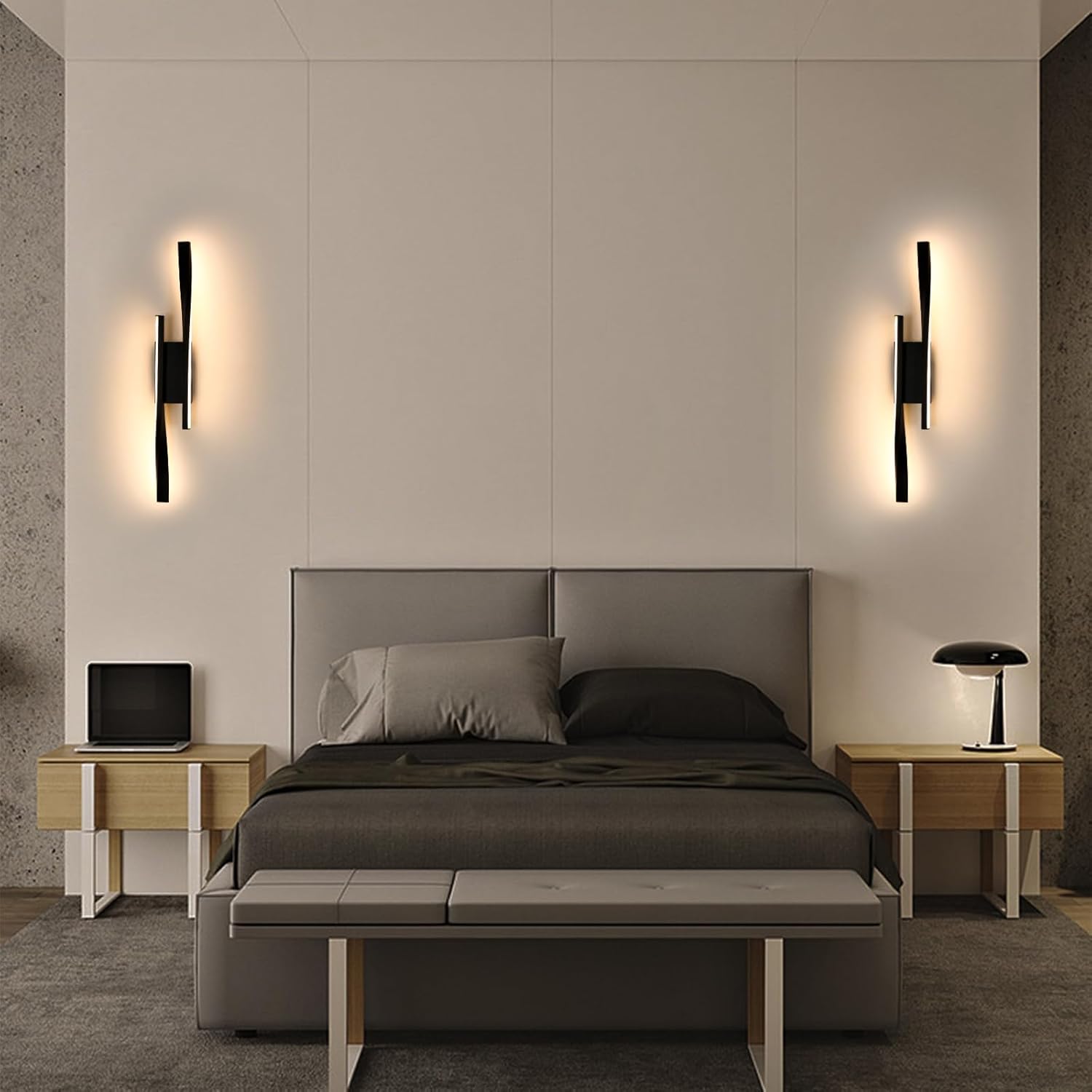 Comely Applique Murale Intérieur LED, 16W 2500LM Design Minimaliste Lampe Murale Moderne, Ligne Noire Applique Murale LED pour Chambre Salon Salle à Manger Couloir, Blanc chaud 3000K