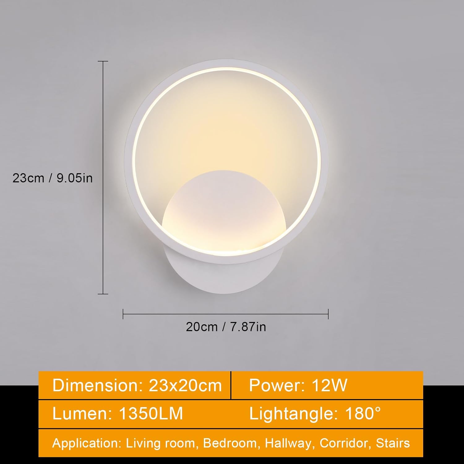 Wall Light - White Aluminium Frame, Warm Light