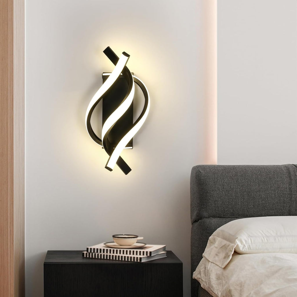 Applique da Parete - Struttura in Alluminio Nero, Luce Naturale