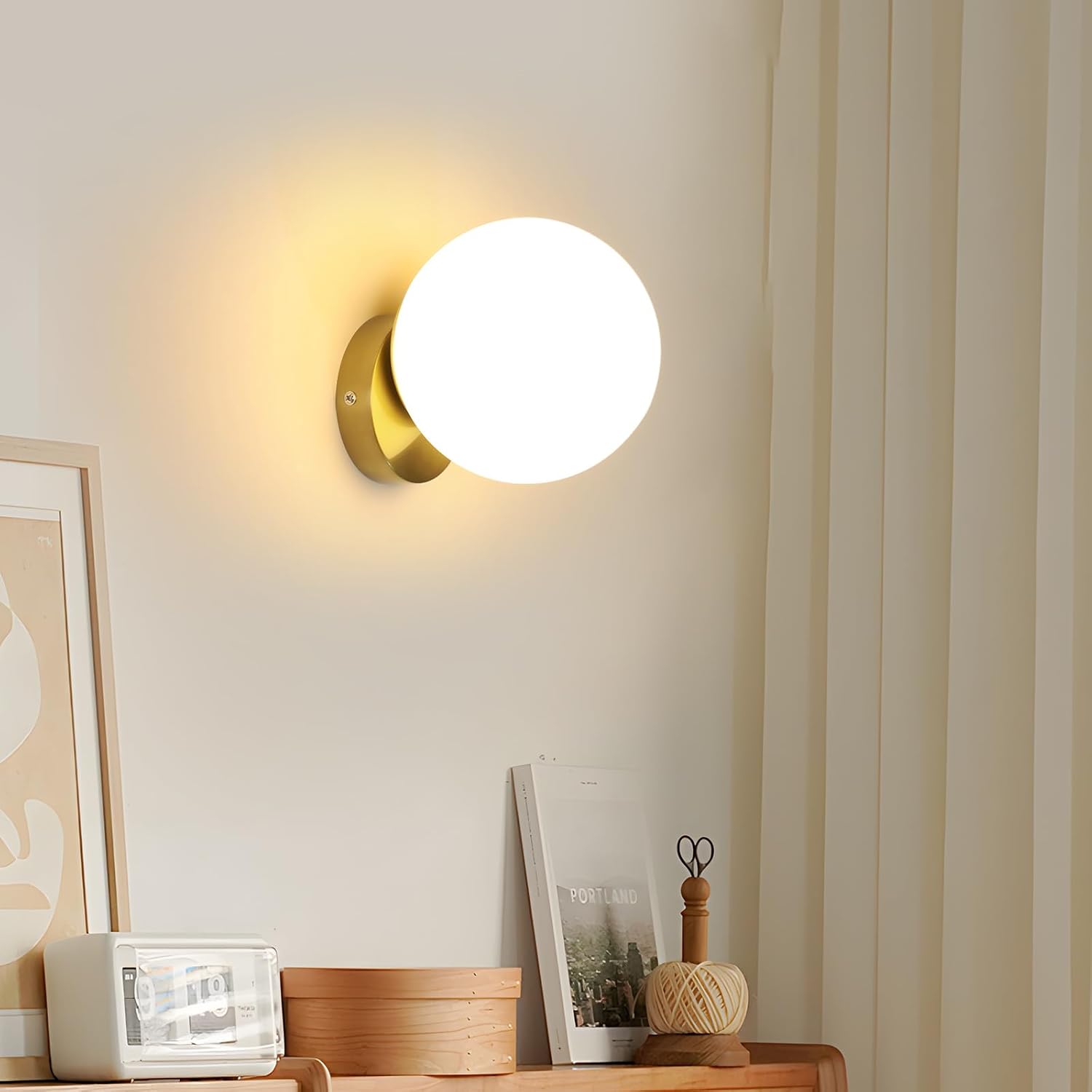 Comely Applique Murale Interieur, Or Lampe Murale E27 Globe, Luminaire Applique Industrielle Éclairage Décoratif pour Salon, Chambre, Couloir et Escalier