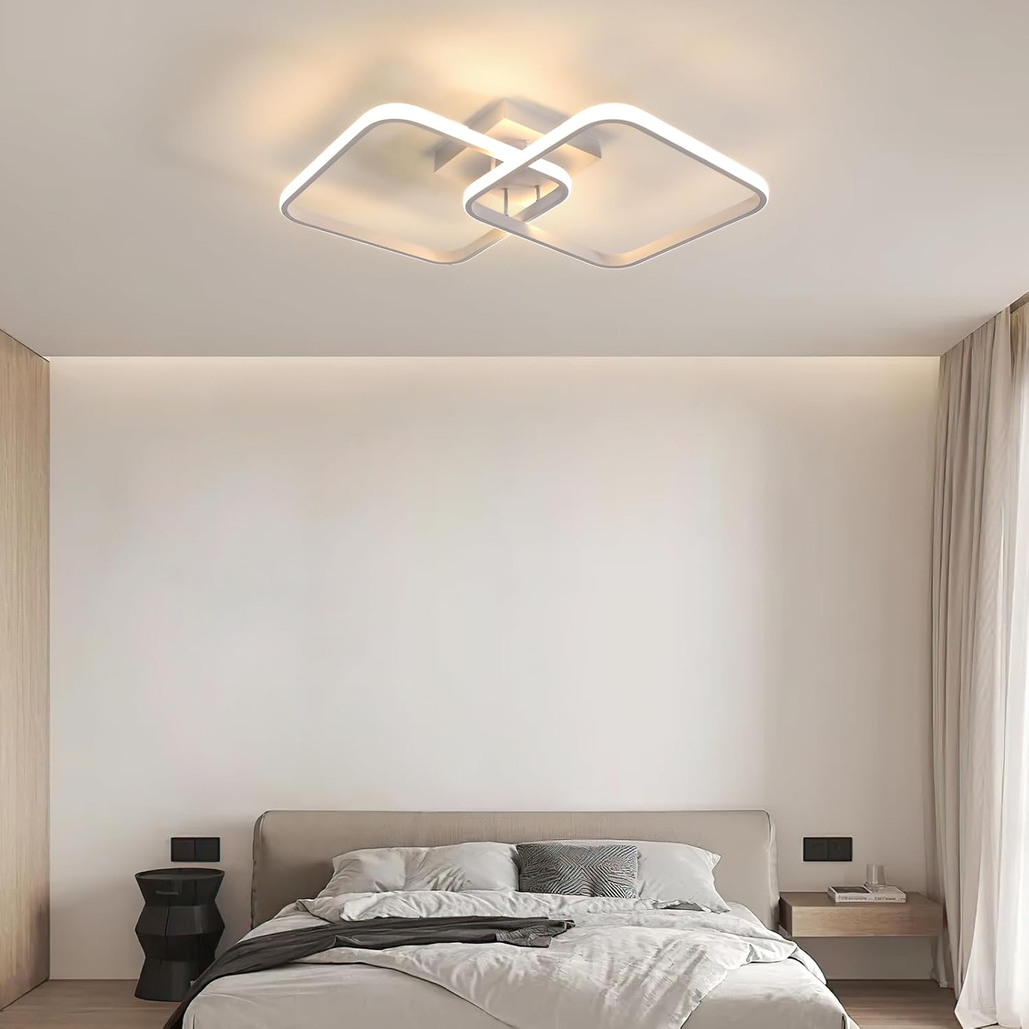 Ceiling Light - White Aluminium Frame, Warm Light