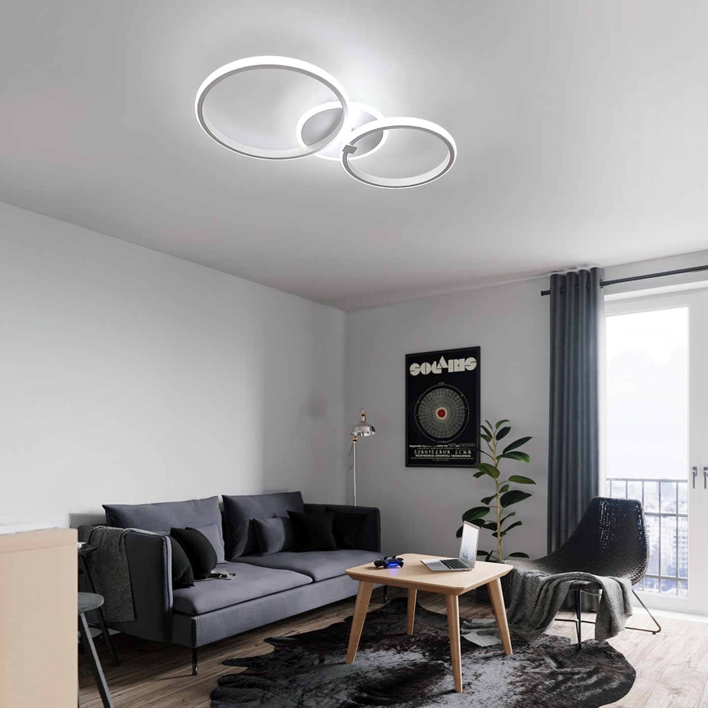 Ceiling Light - White Acrylic Frame, White Light