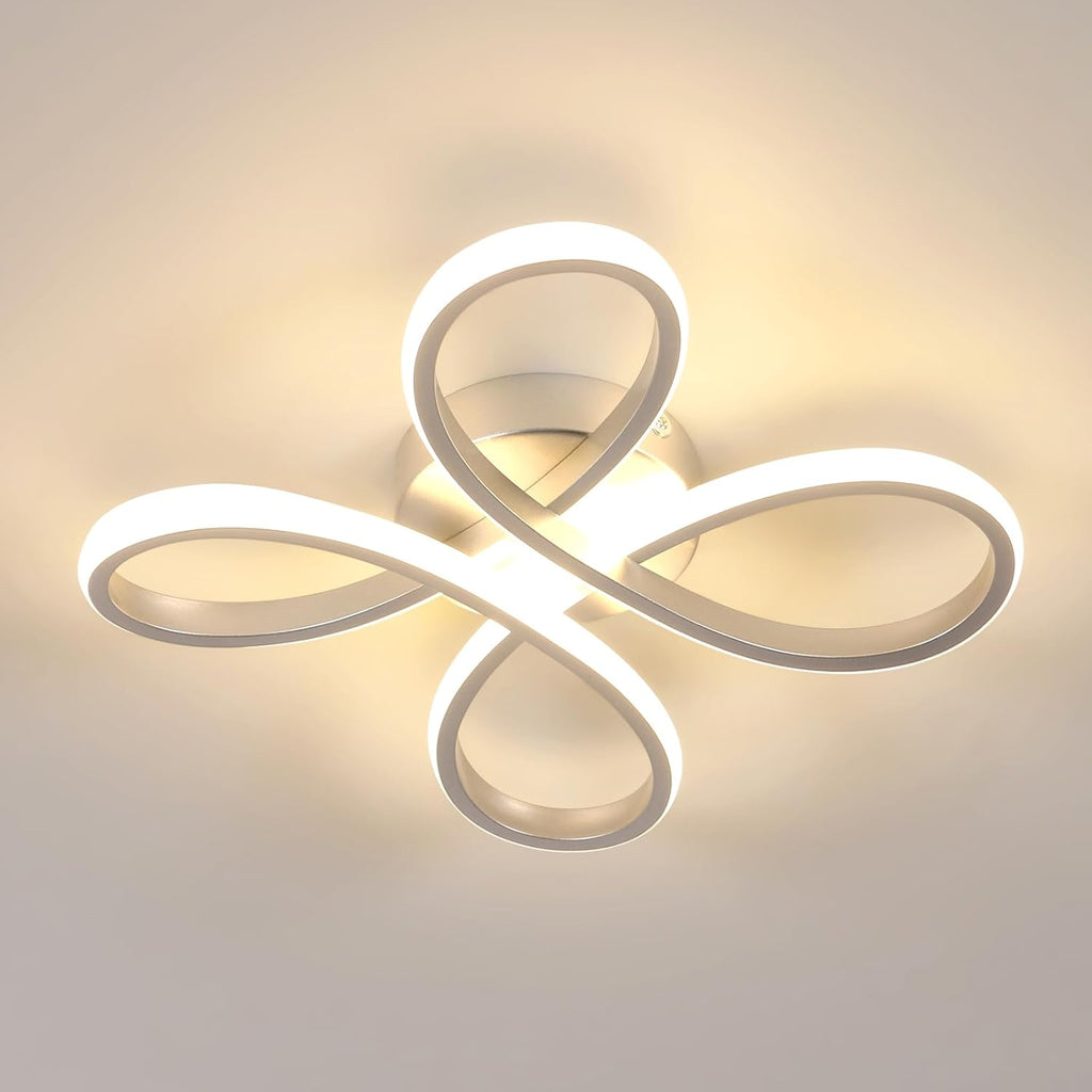 Comely Plafonnier LED Moderne, 30W 3375LM Lampe de Plafond, Luminaire Plafonnier LED pour Chambre salon, Salle à manger Cuisine, Lumière Chaude 3000K, 30cm, Argent