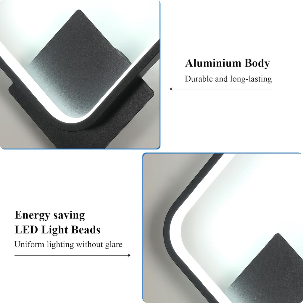 Wall Light - Black Aluminium Frame, White Light