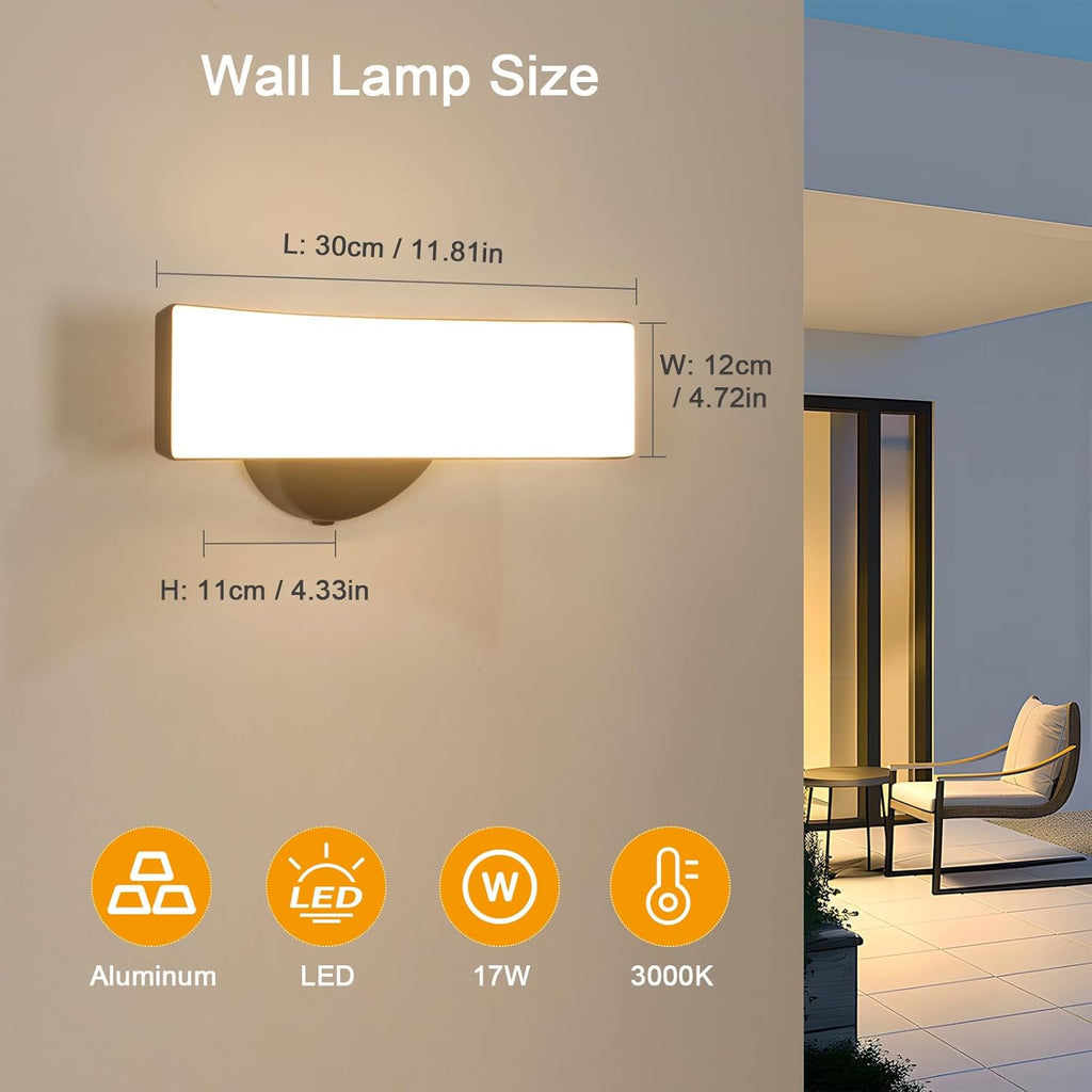Wall Light - Black Aluminium Frame, Warm Light