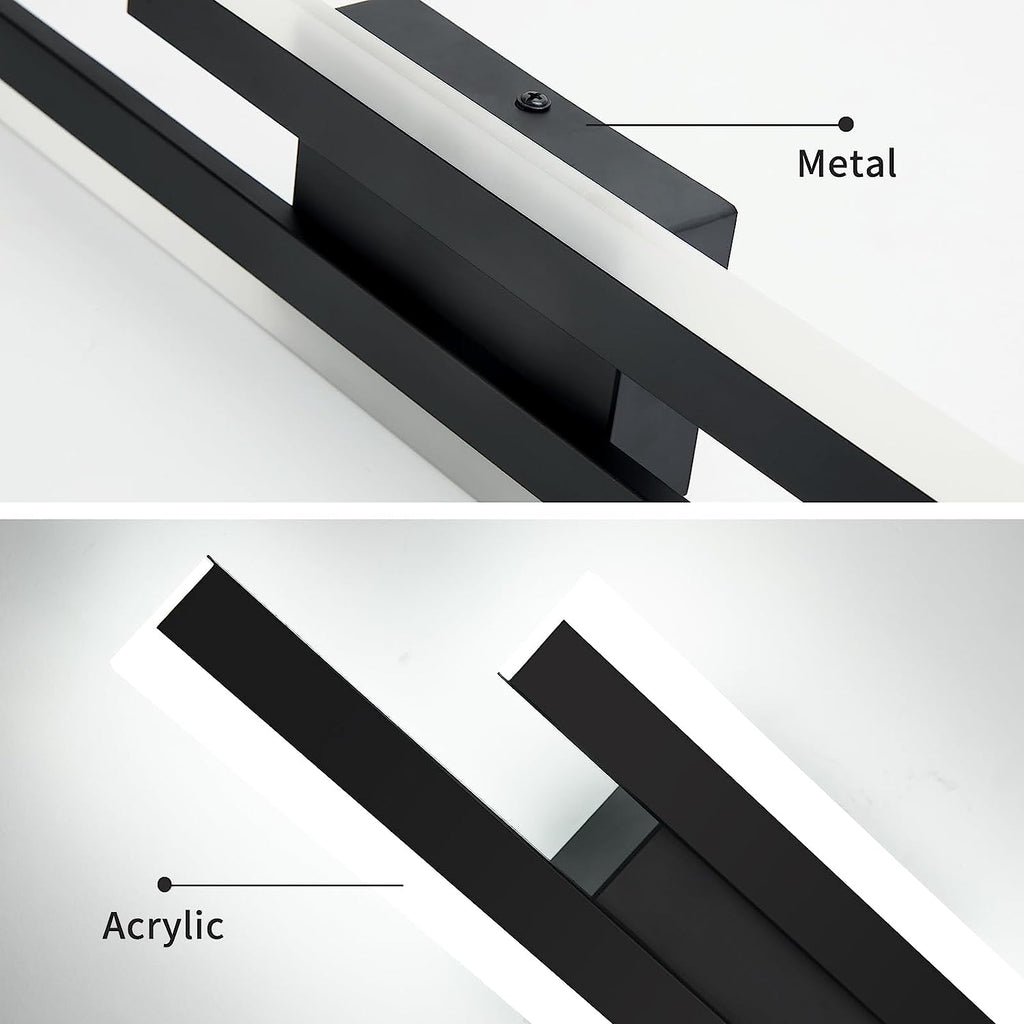 Lampada da parete - Struttura in acrilico nero, luce bianca