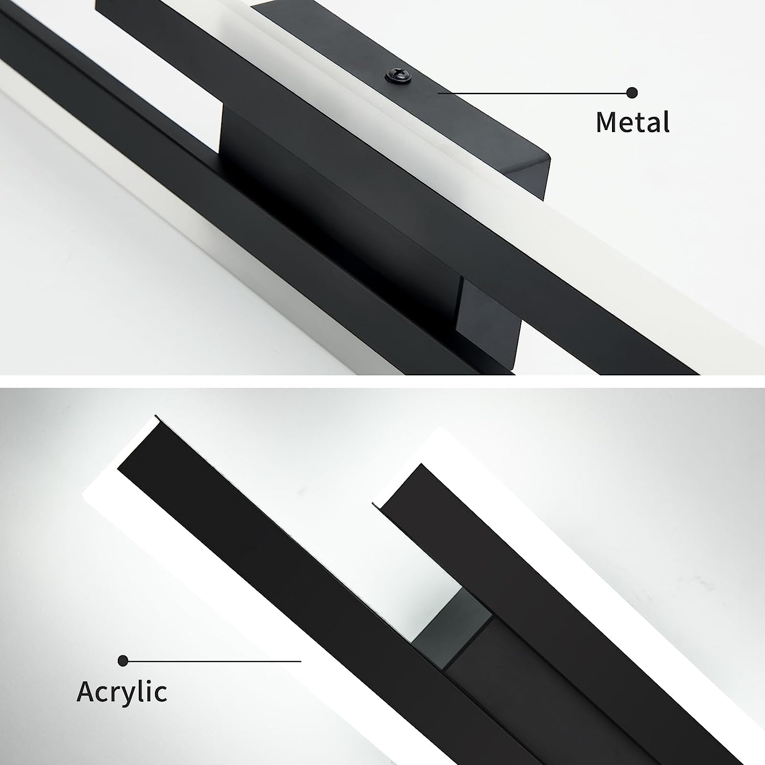Lampada da parete - Struttura in acrilico nero, luce bianca