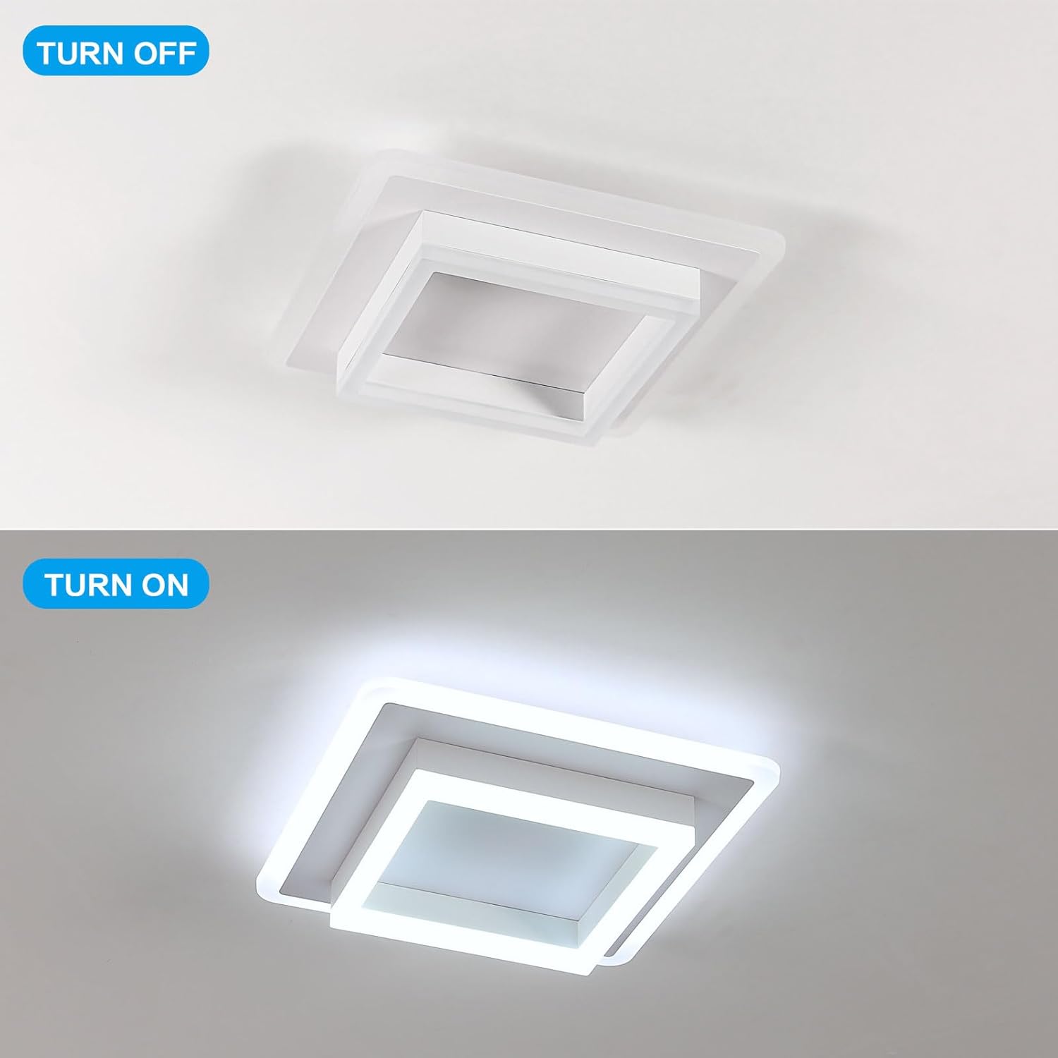 Ceiling Light - White Acrylic Frame, White Light